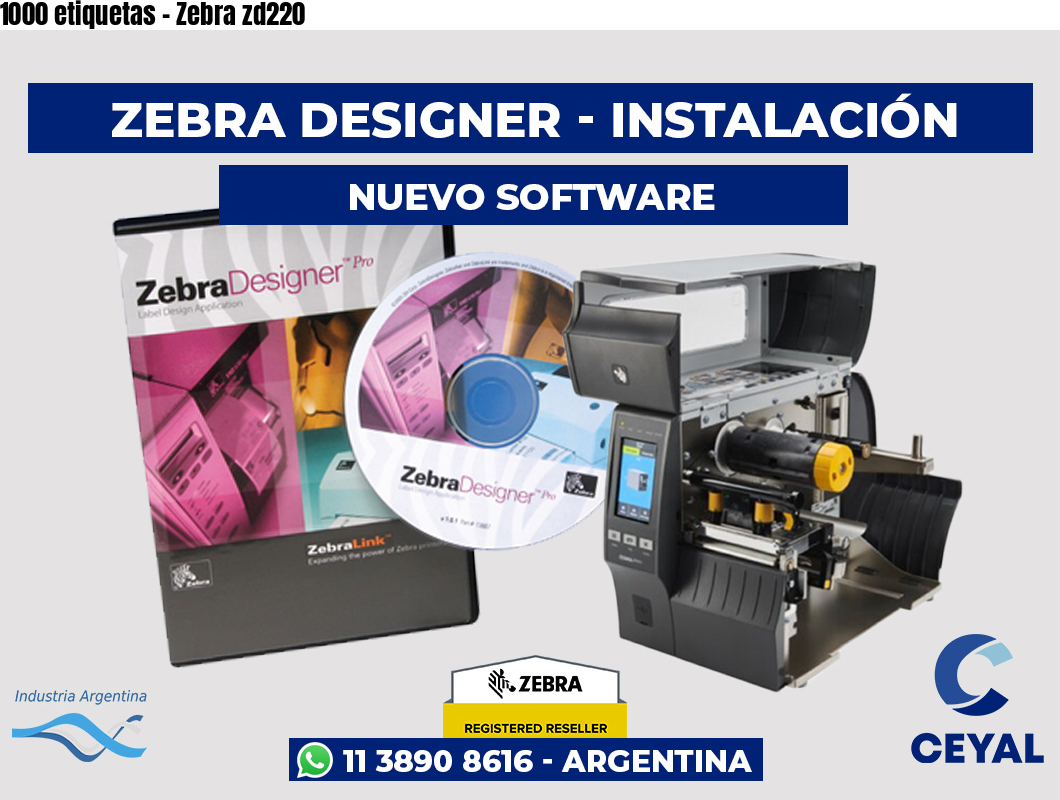 1000 etiquetas - Zebra zd220