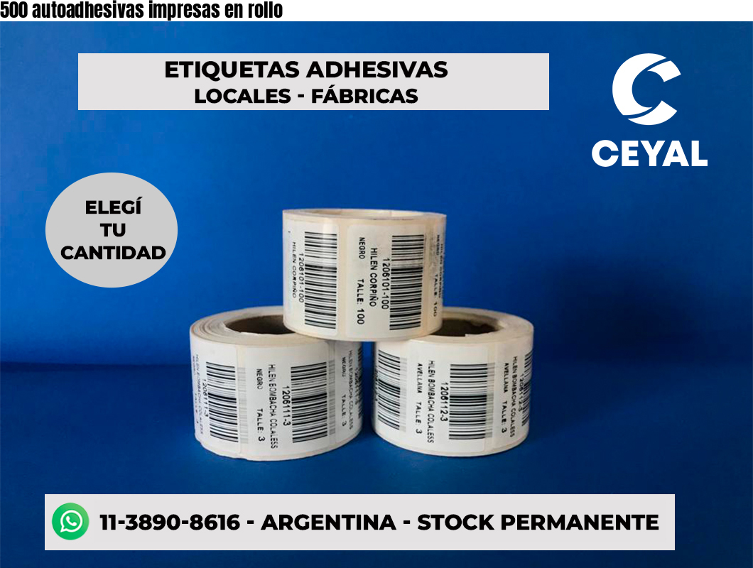 500 autoadhesivas impresas en rollo