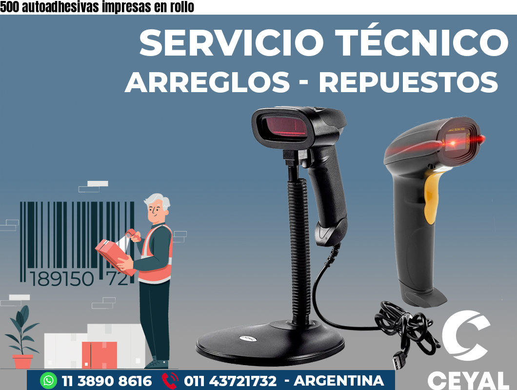 500 autoadhesivas impresas en rollo