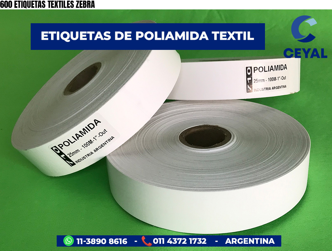 600 ETIQUETAS TEXTILES ZEBRA