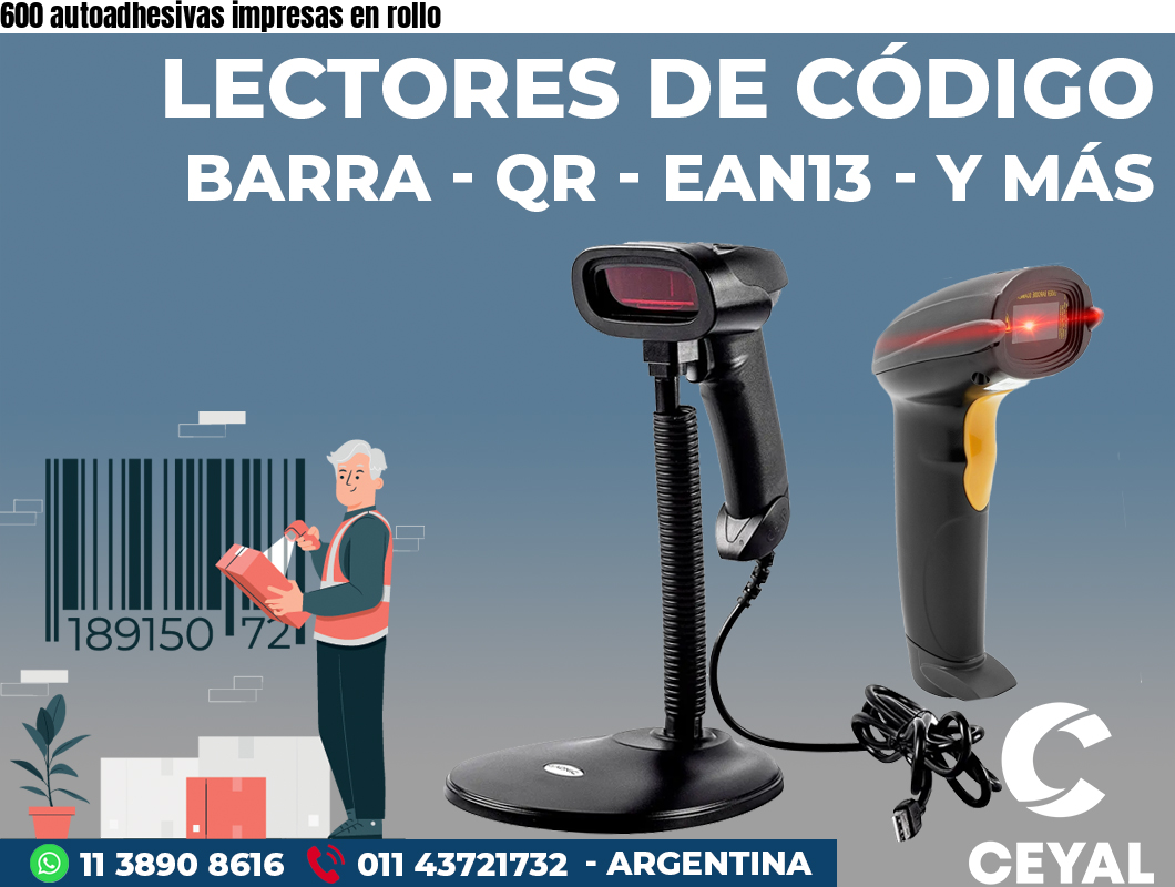 600 autoadhesivas impresas en rollo