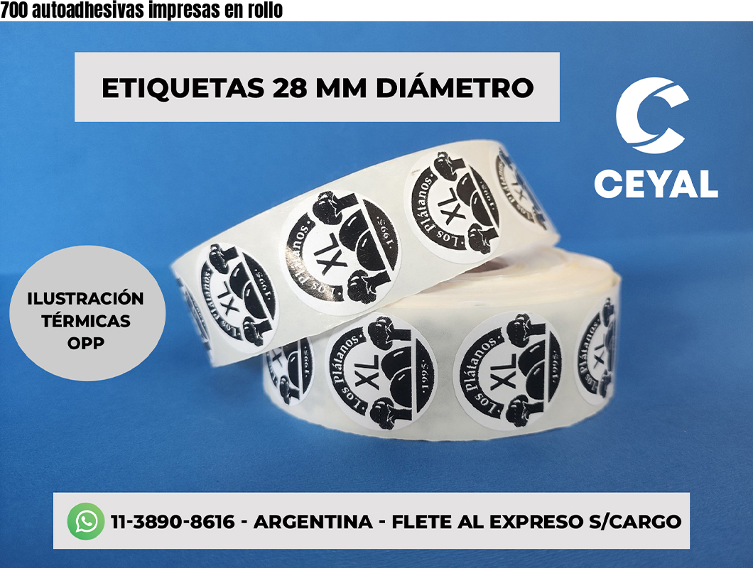 700 autoadhesivas impresas en rollo