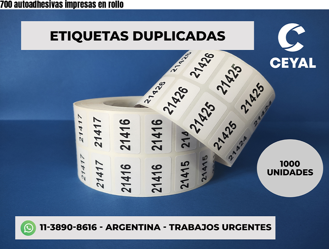 700 autoadhesivas impresas en rollo