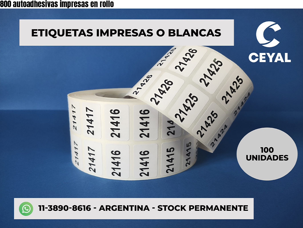 800 autoadhesivas impresas en rollo