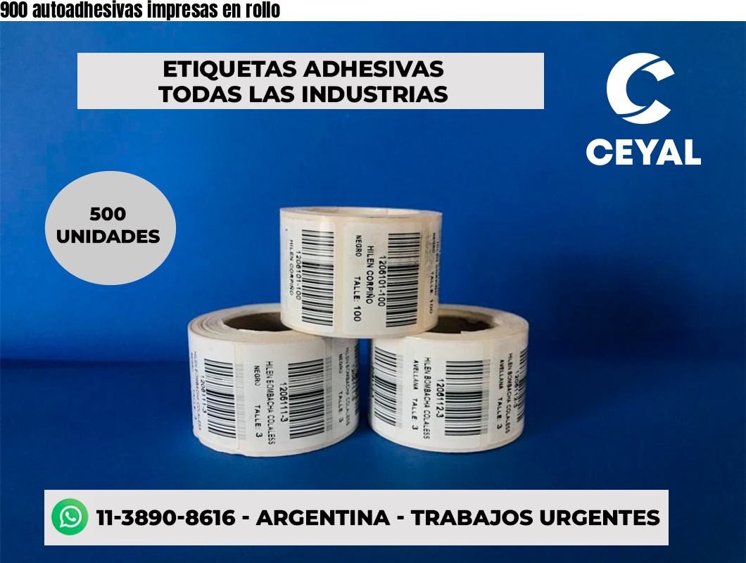 900 autoadhesivas impresas en rollo