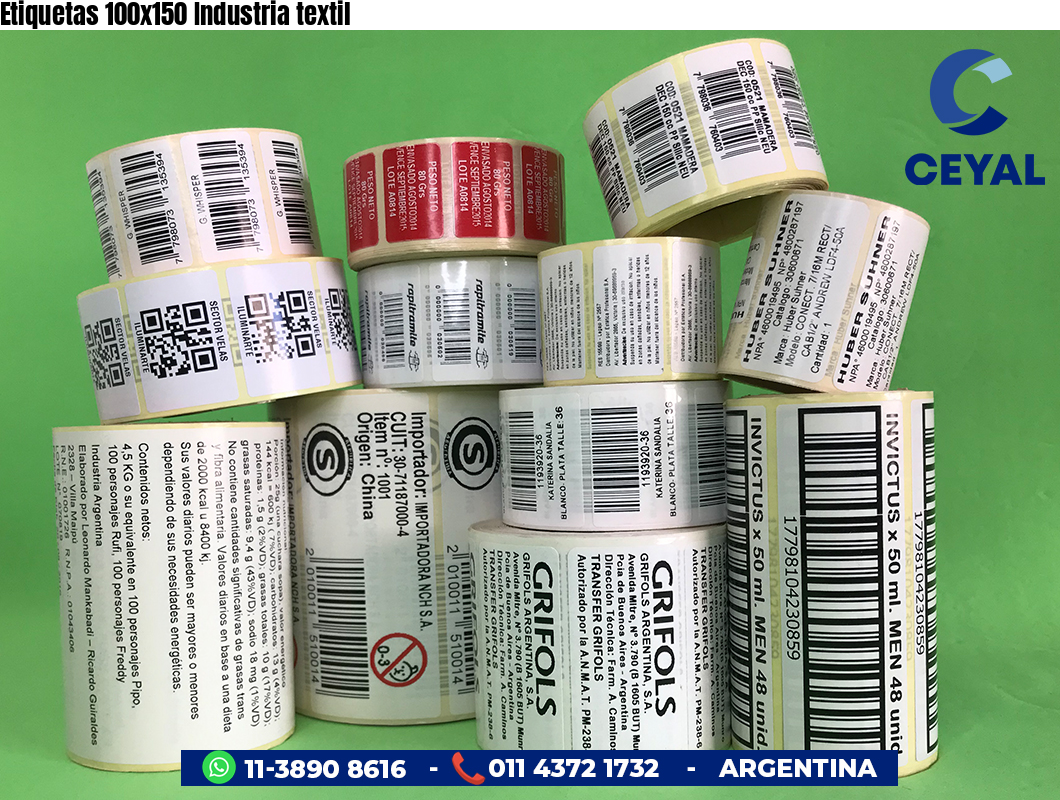 Etiquetas 100x150 Industria textil