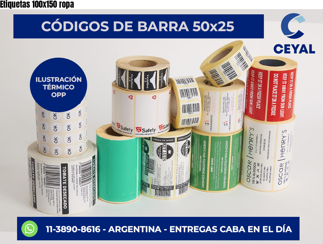 Etiquetas 100x150 ropa