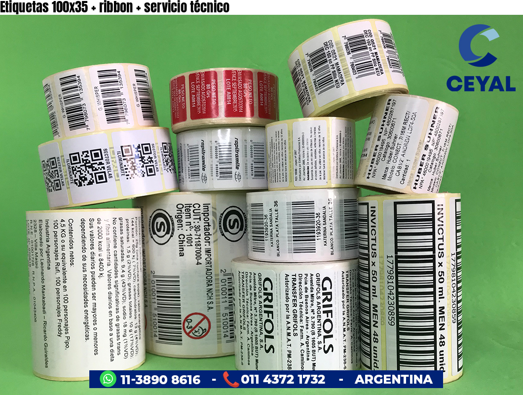 Etiquetas 100x35 ribbon servicio técnico