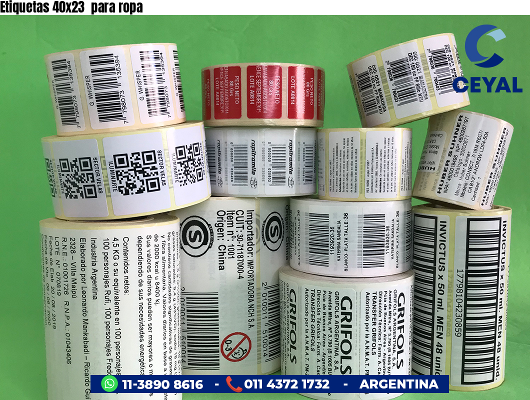 Etiquetas 40x23  para ropa