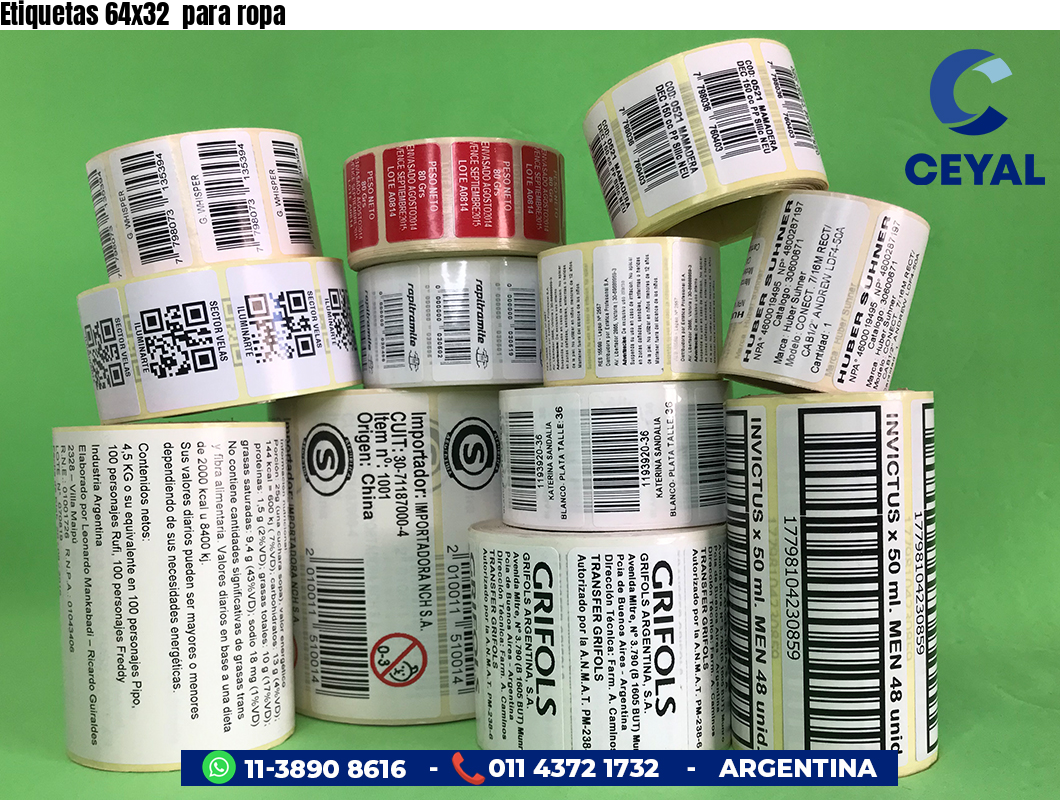 Etiquetas 64x32  para ropa