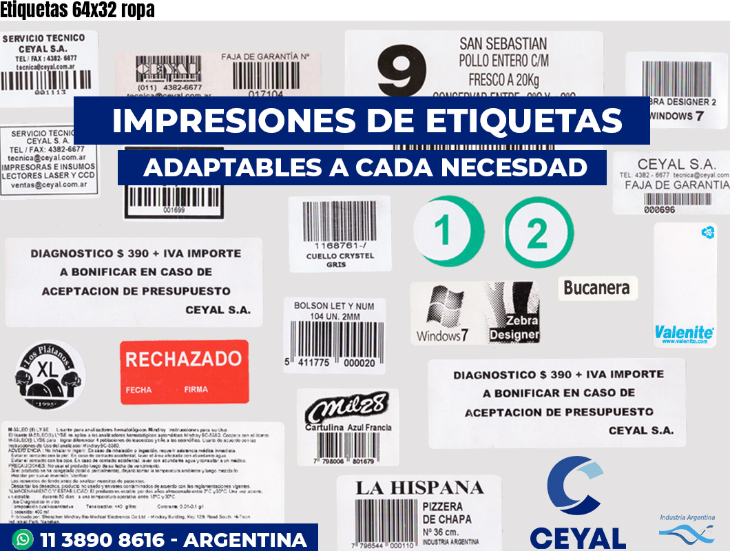 Etiquetas 64x32 ropa