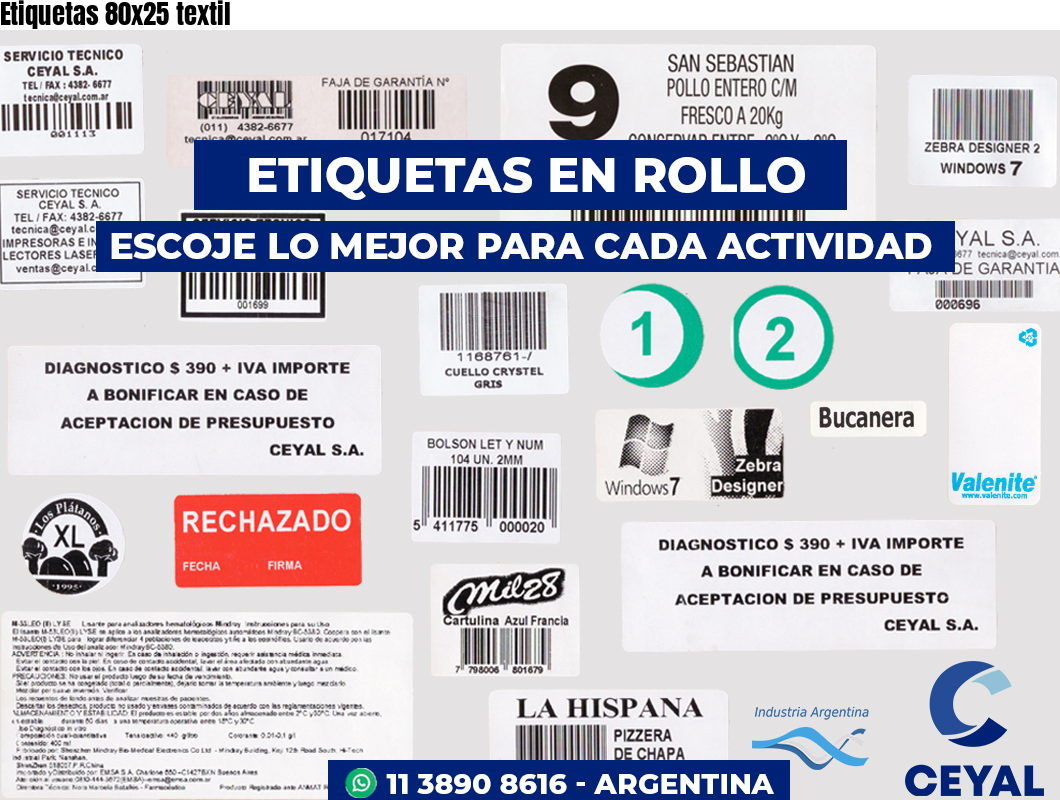 Etiquetas 80x25 textil