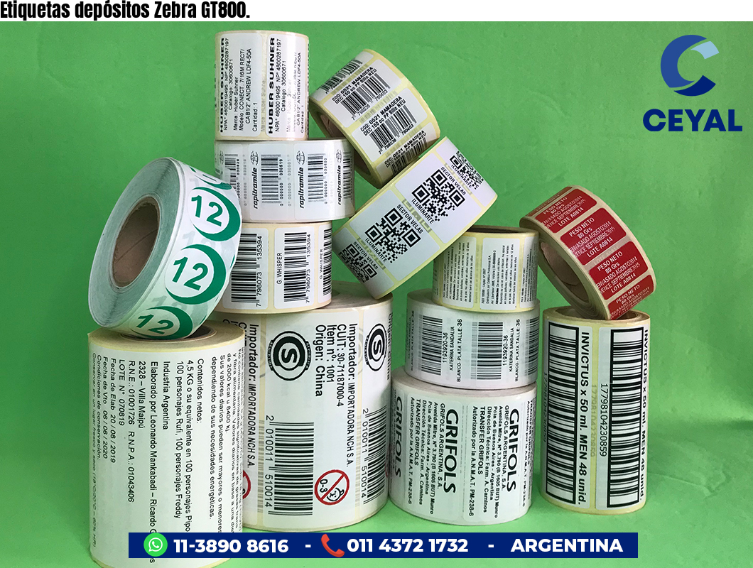 Etiquetas depósitos Zebra GT800.