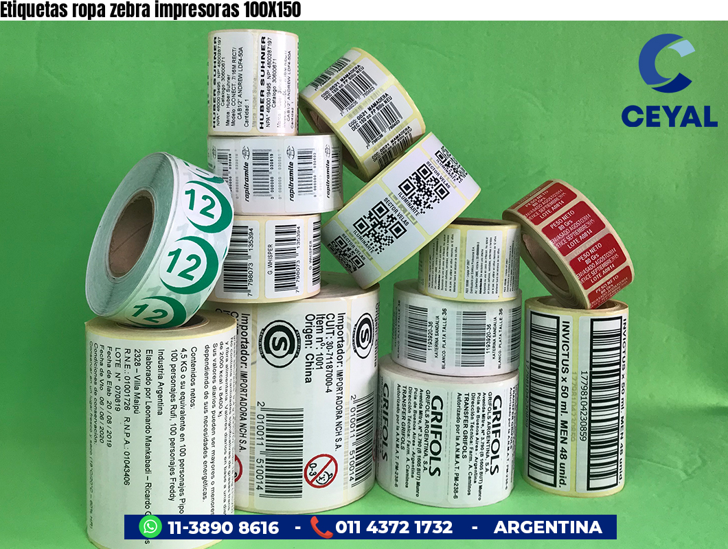 Etiquetas ropa zebra impresoras 100X150
