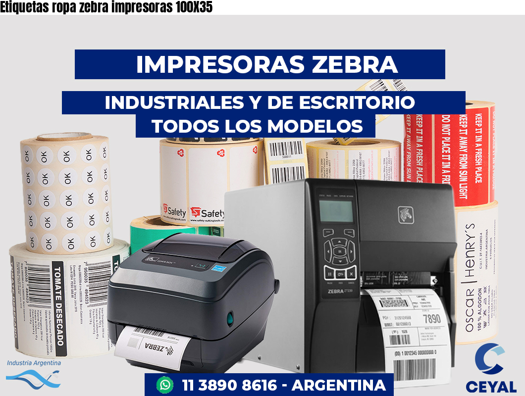 Etiquetas ropa zebra impresoras 100X35