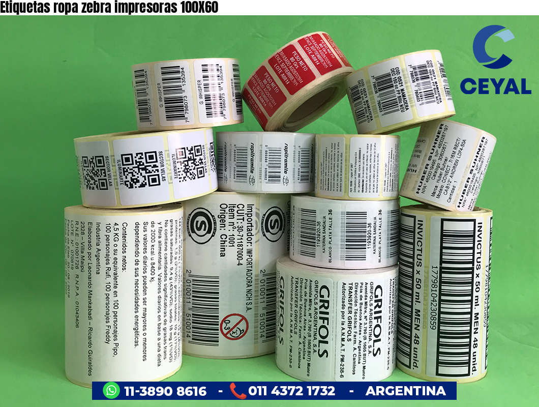 Etiquetas ropa zebra impresoras 100X60