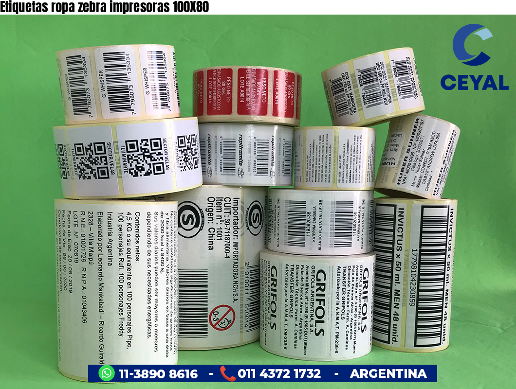 Etiquetas ropa zebra impresoras 100X80