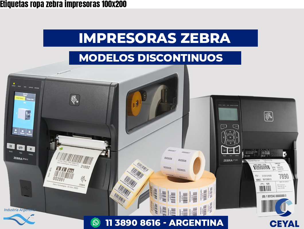 Etiquetas ropa zebra impresoras 100x200