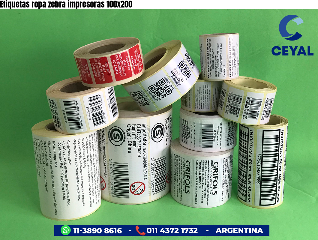 Etiquetas ropa zebra impresoras 100x200