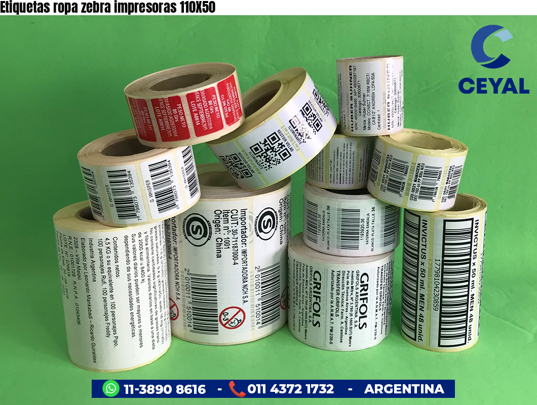 Etiquetas ropa zebra impresoras 110X50