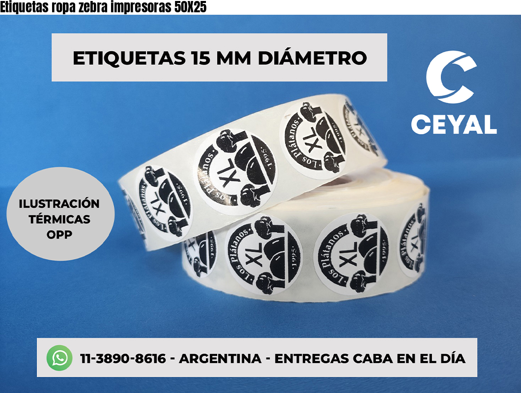 Etiquetas ropa zebra impresoras 50X25