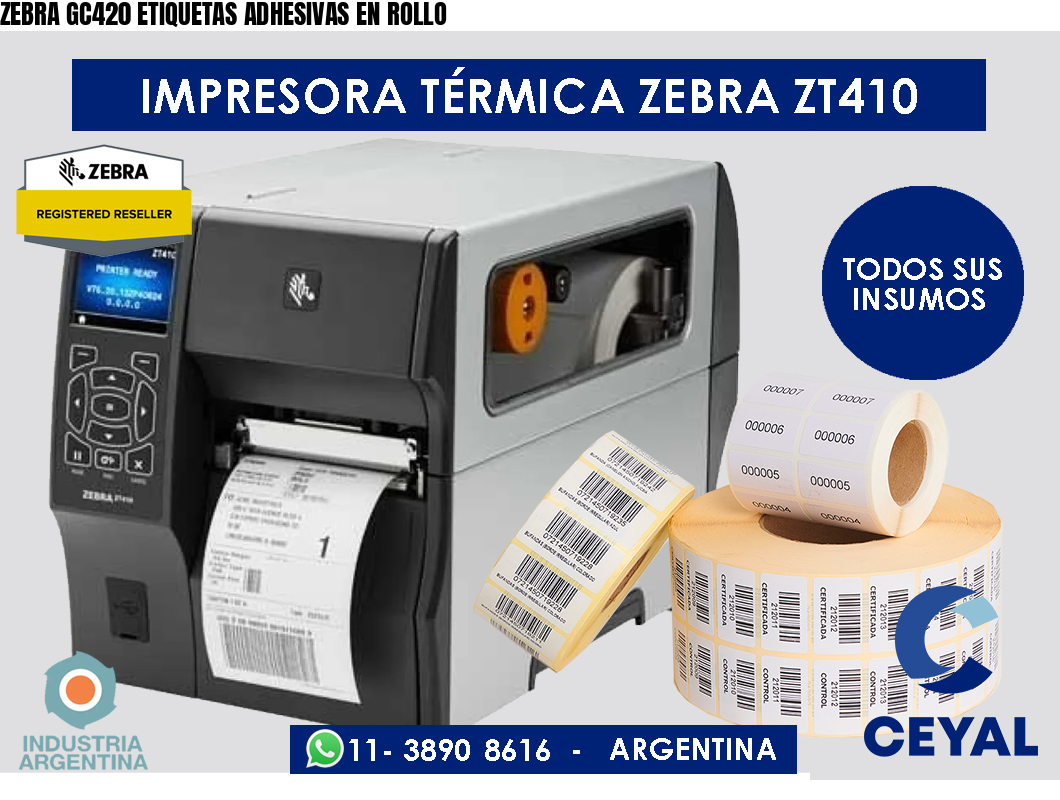 ZEBRA GC420 ETIQUETAS ADHESIVAS EN ROLLO
