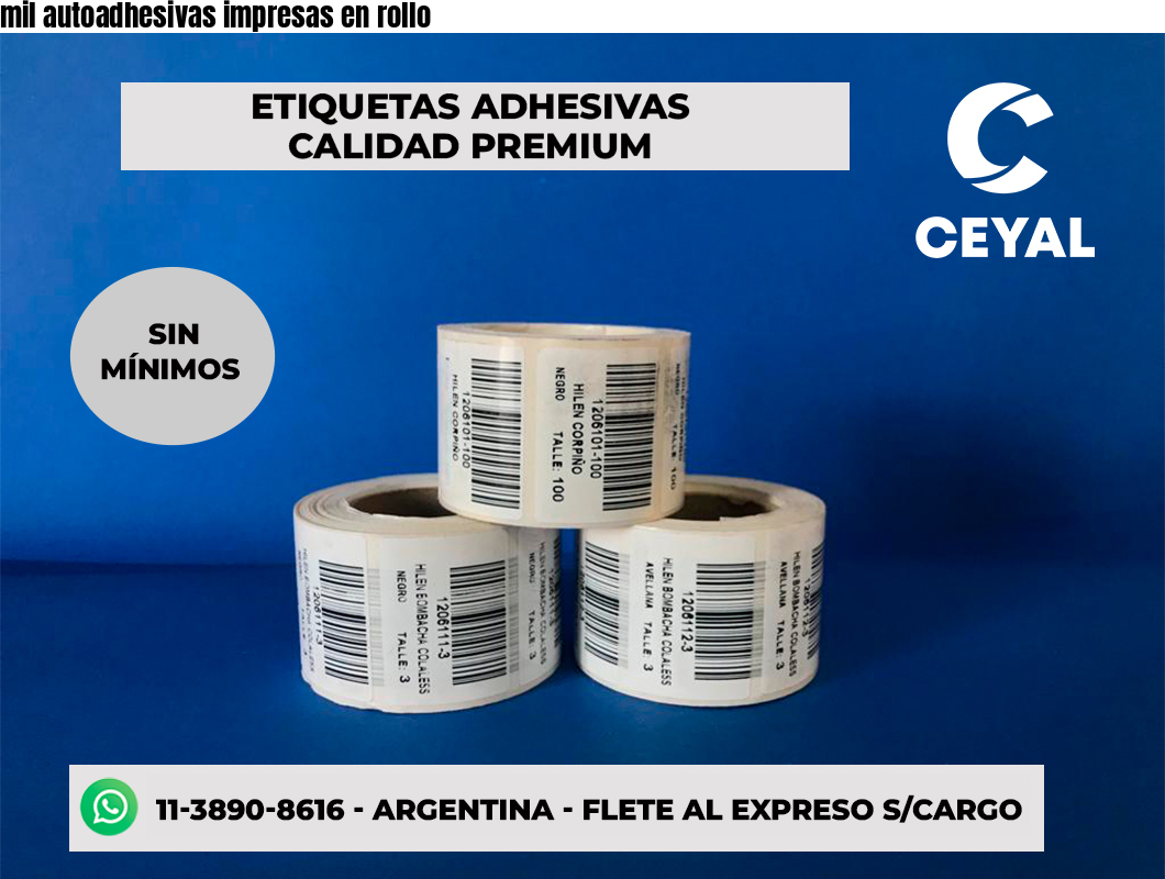 mil autoadhesivas impresas en rollo