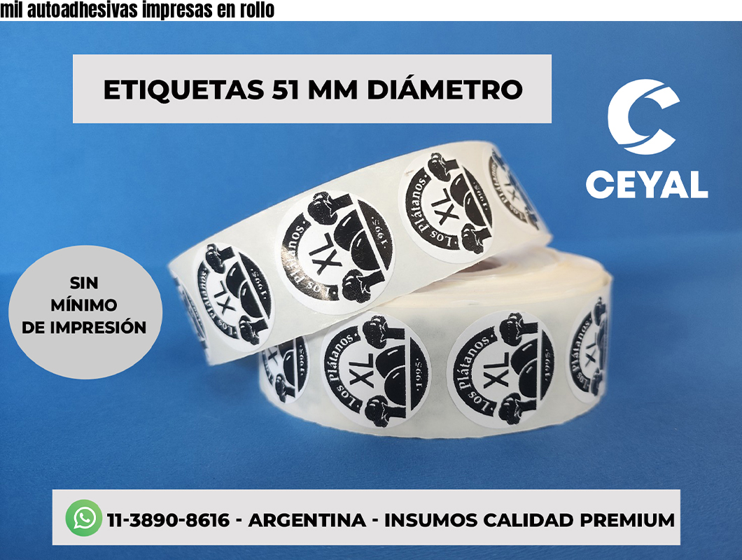 mil autoadhesivas impresas en rollo
