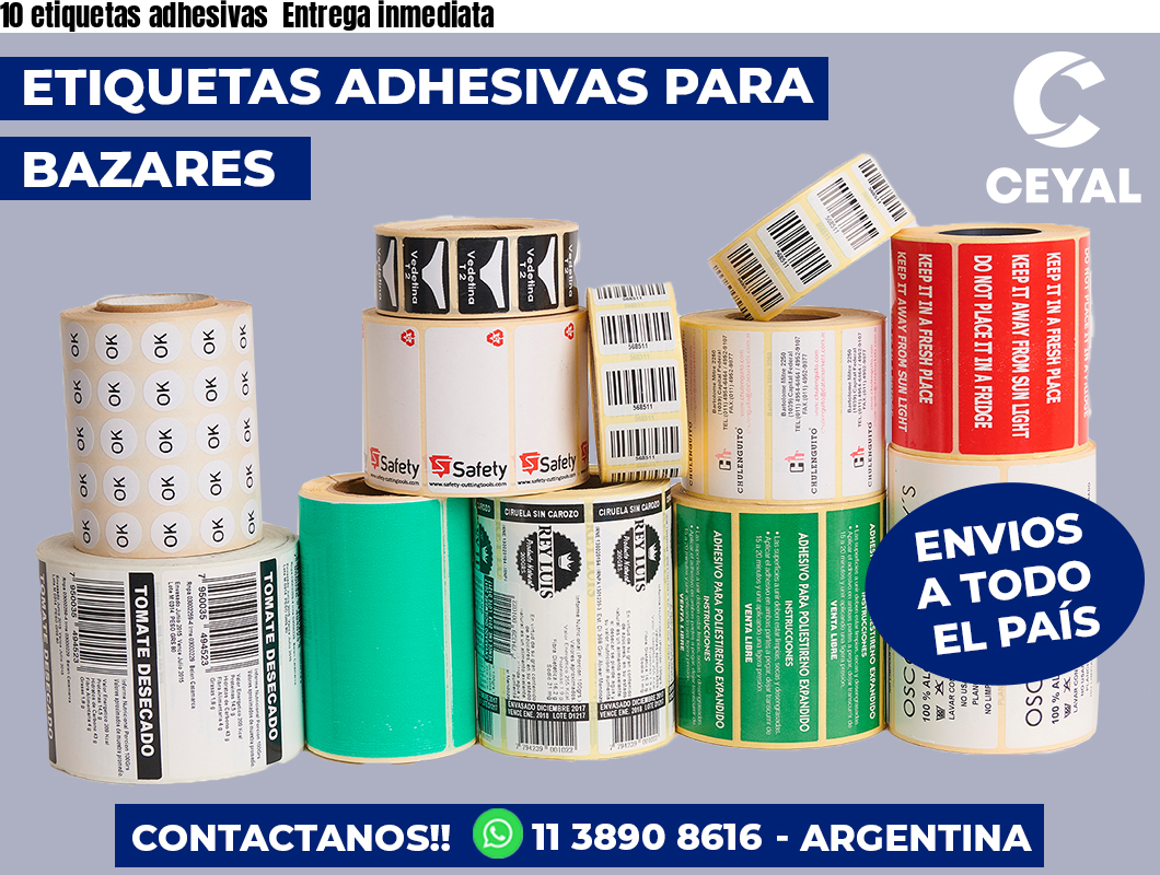 10 etiquetas adhesivas  Entrega inmediata