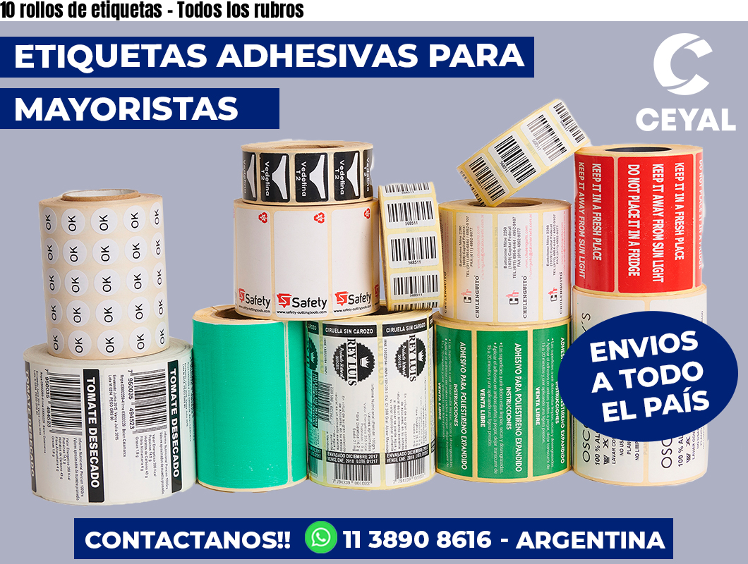 10 rollos de etiquetas – Todos los rubros