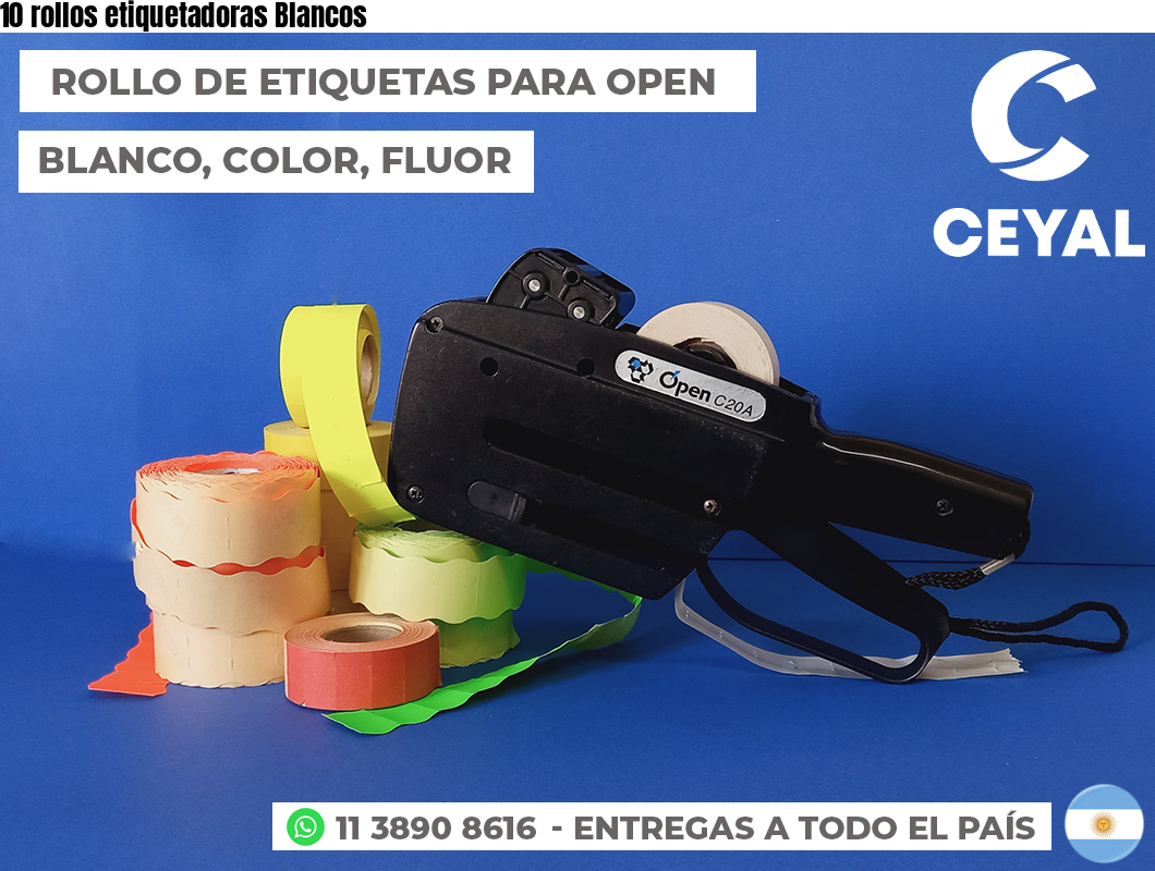 10 rollos etiquetadoras Blancos