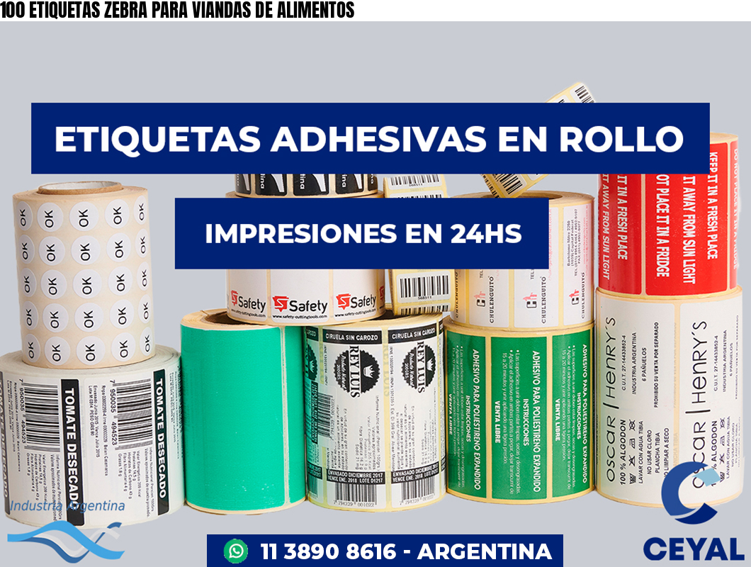 100 ETIQUETAS ZEBRA PARA VIANDAS DE ALIMENTOS
