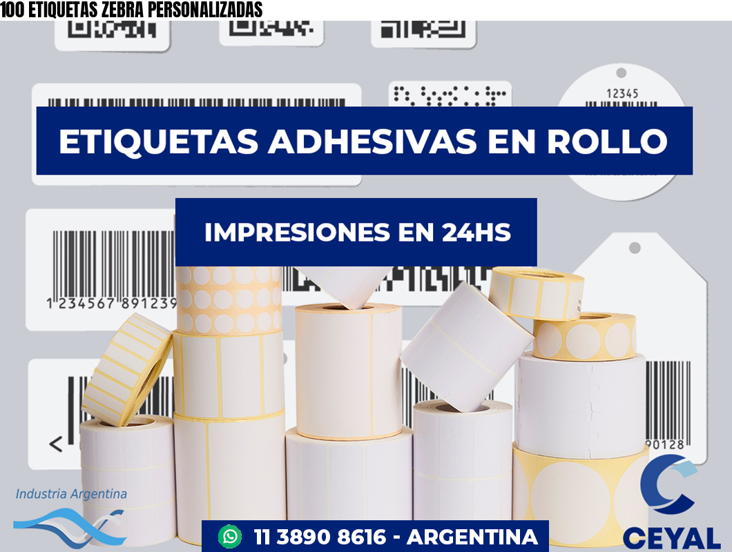 100 ETIQUETAS ZEBRA PERSONALIZADAS