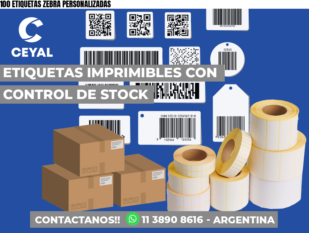 100 ETIQUETAS ZEBRA PERSONALIZADAS
