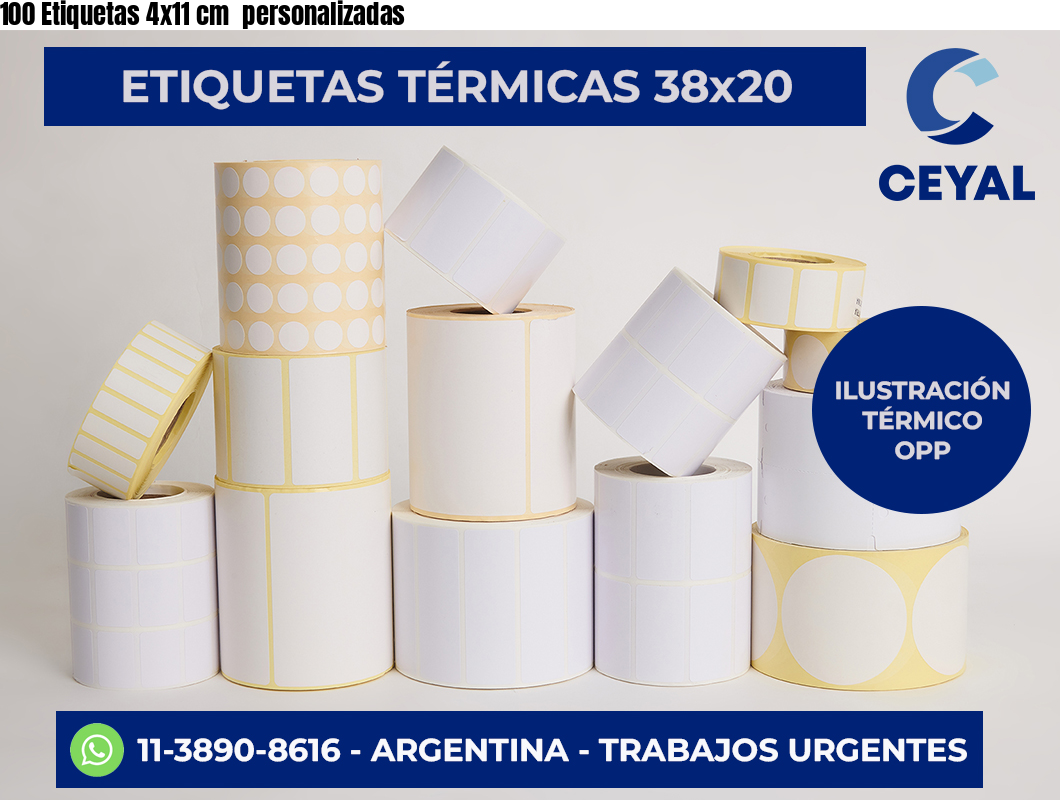 100 Etiquetas 4×11 cm  personalizadas