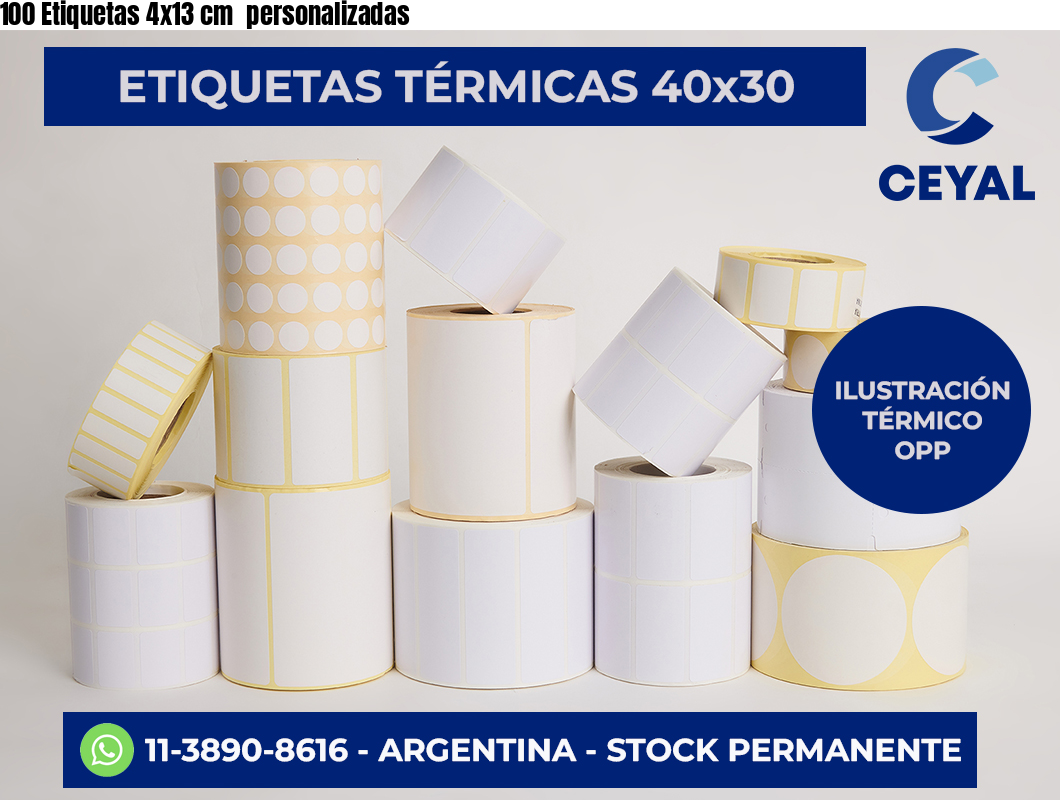 100 Etiquetas 4×13 cm  personalizadas