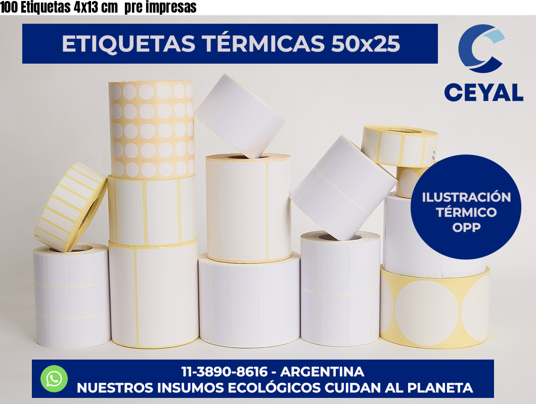 100 Etiquetas 4×13 cm  pre impresas
