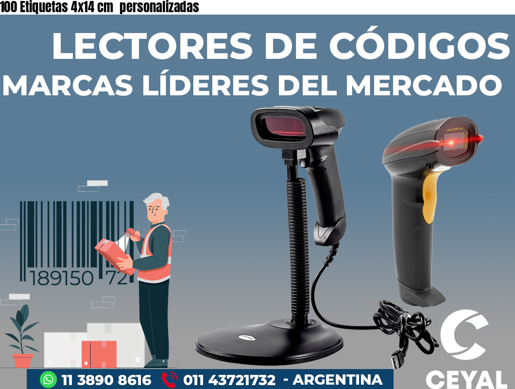 100 Etiquetas 4x14 cm personalizadas