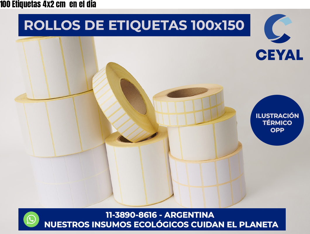 100 Etiquetas 4×2 cm  en el dia