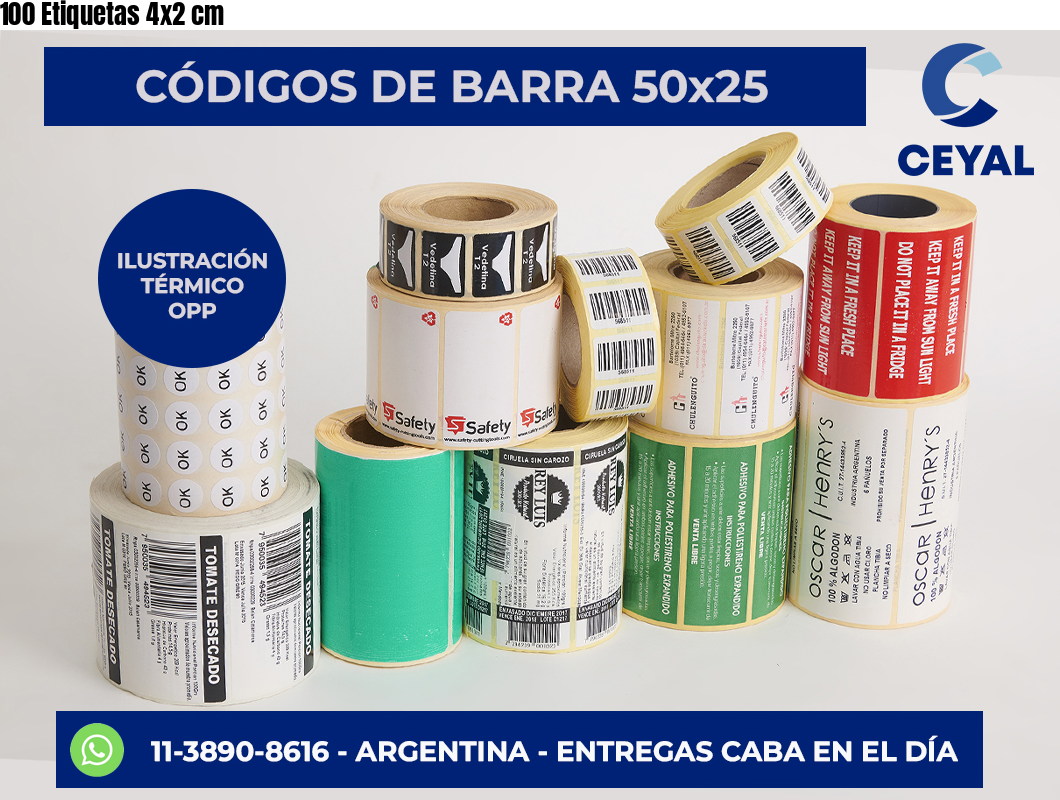 100 Etiquetas 4×2 cm