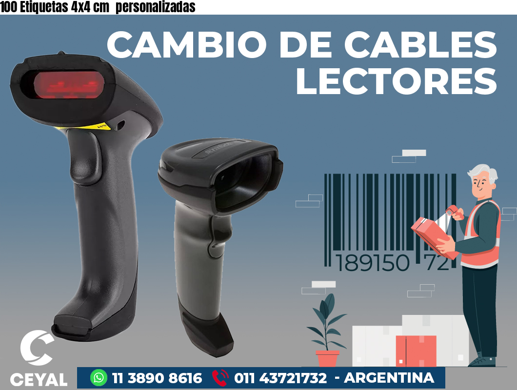 100 Etiquetas 4x4 cm personalizadas