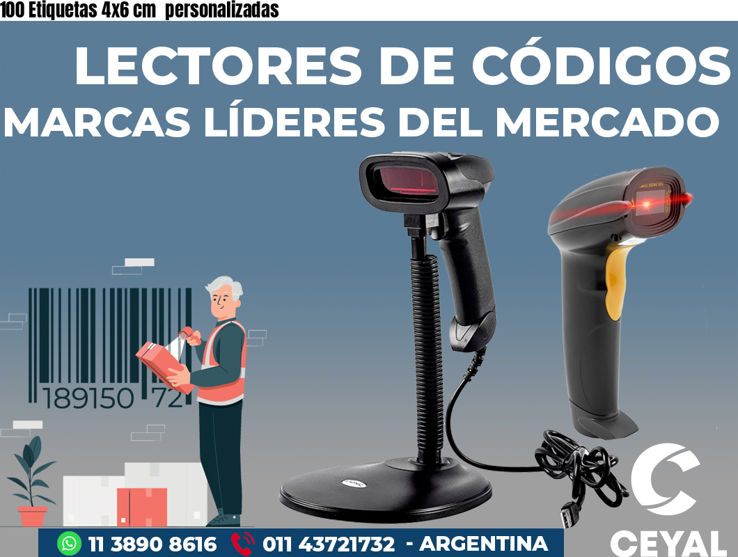 100 Etiquetas 4x6 cm  personalizadas