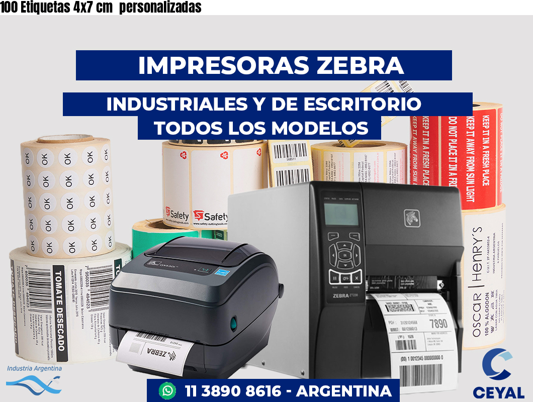 100 Etiquetas 4x7 cm personalizadas