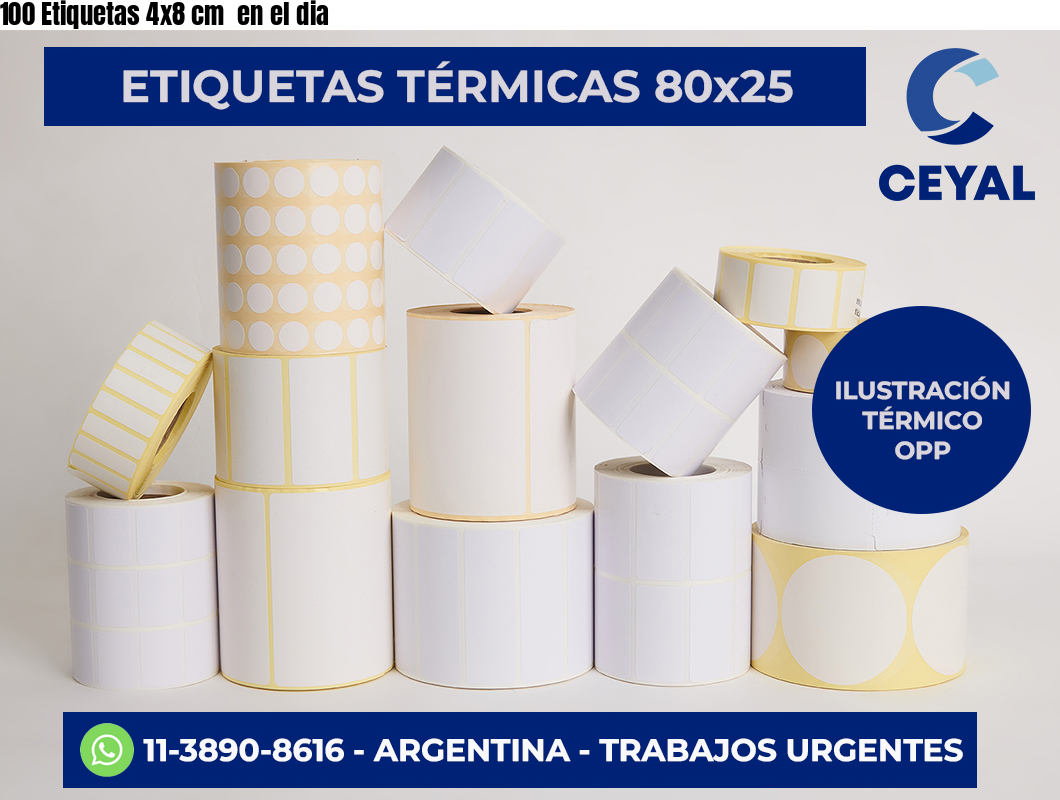 100 Etiquetas 4×8 cm  en el dia