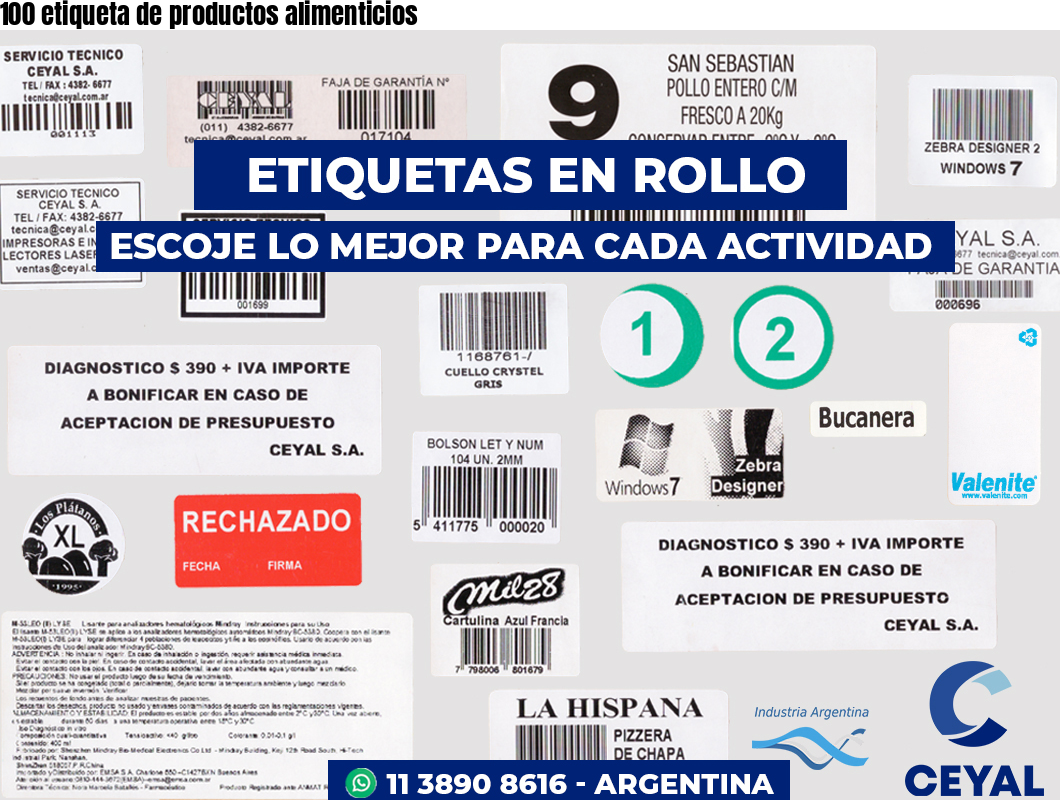 100 etiqueta de productos alimenticios