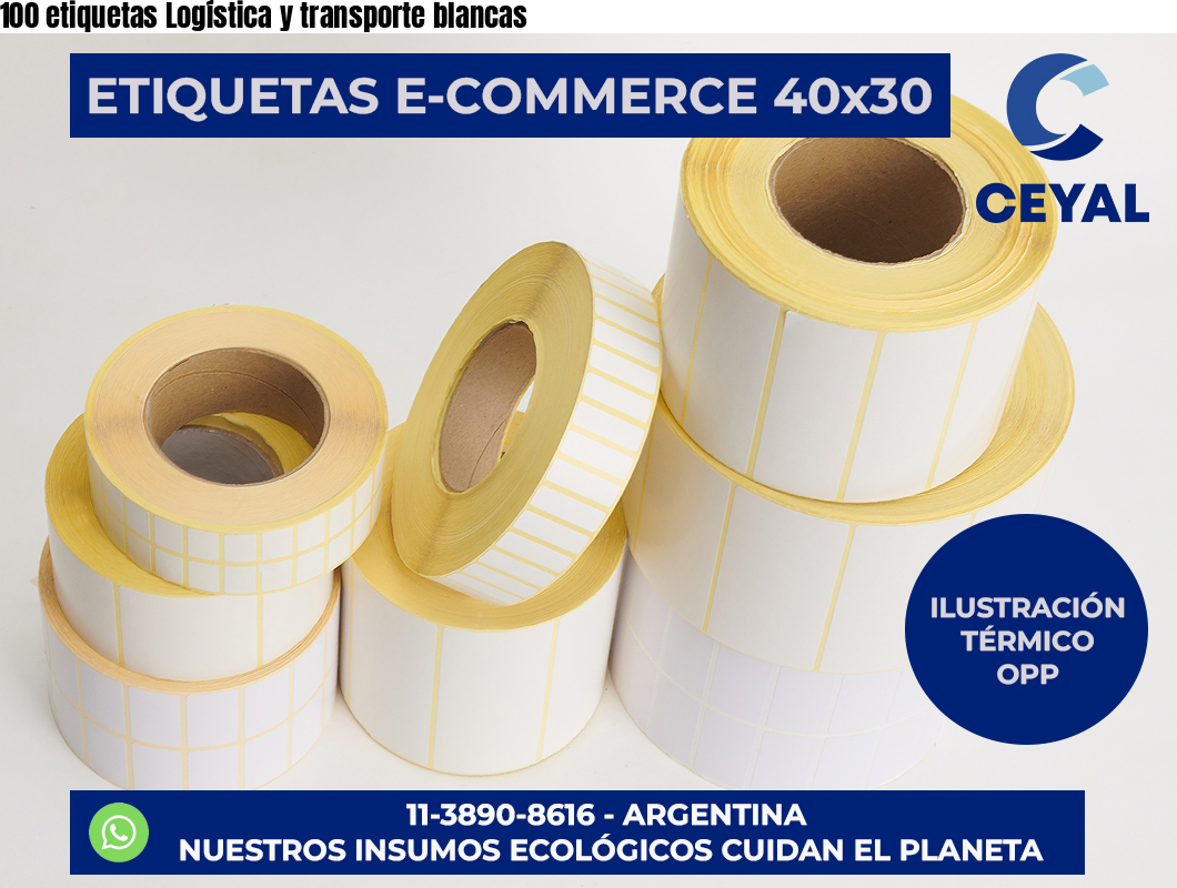 100 etiquetas Logística y transporte blancas