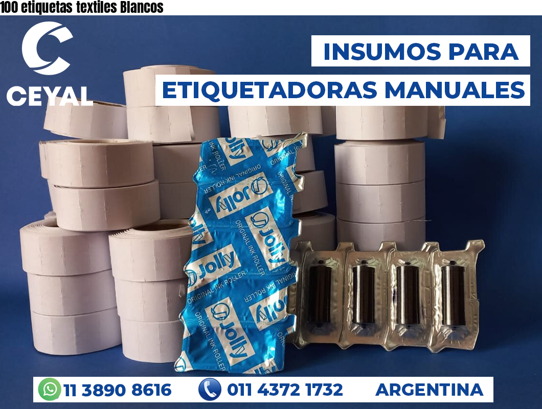 100 etiquetas textiles Blancos