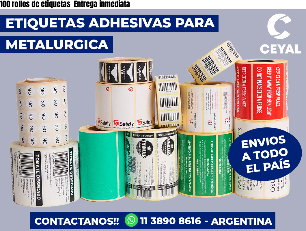 100 rollos de etiquetas Entrega inmediata