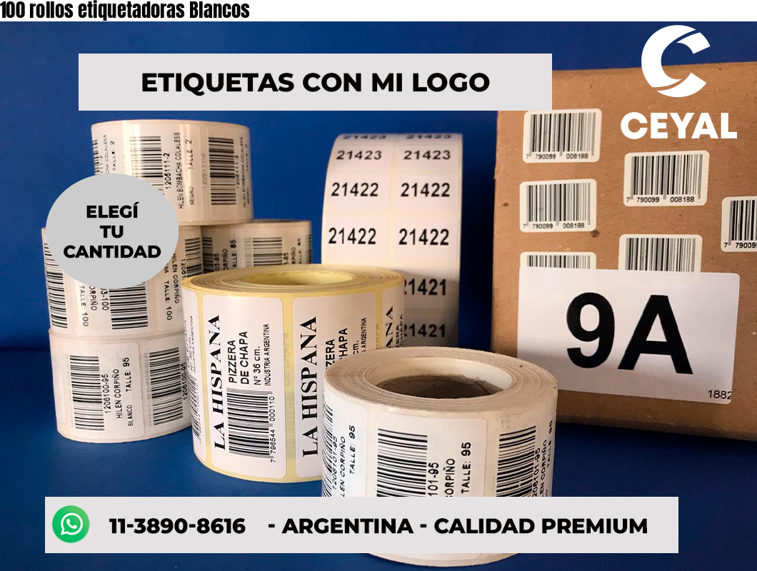 100 rollos etiquetadoras Blancos