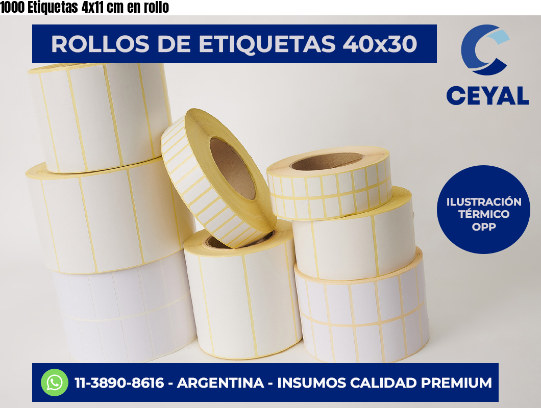 1000 Etiquetas 4×11 cm en rollo